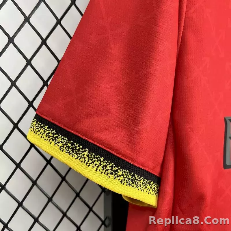 25-26 AC Milan Co-Branded Off-White  Soccer Jersey Red - detail