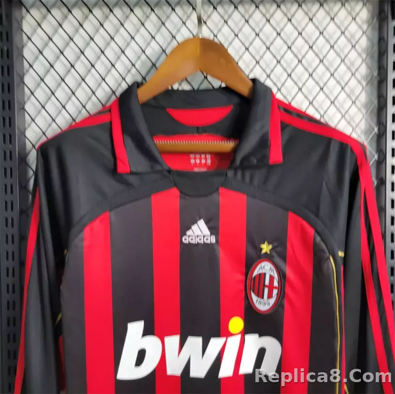 06-07 AC Milan  Retro Jersey Home Long Sleeve - detail