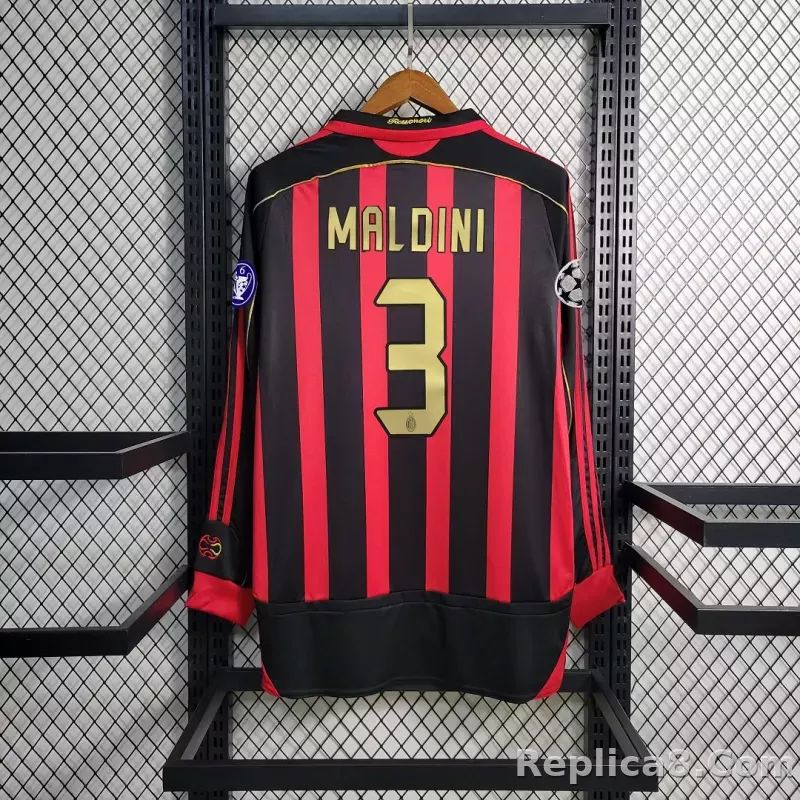 06-07 AC Milan  Retro Jersey Home Long Sleeve - detail