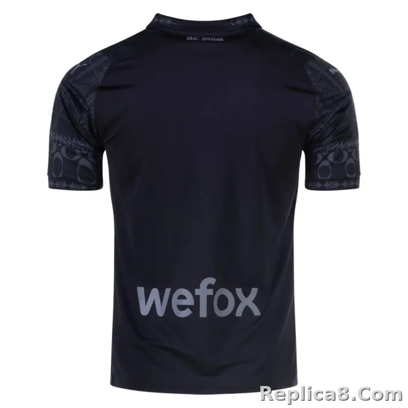 23-24 AC Milan x Pleasures Fourth Away Jersey Black Shirt - detail
