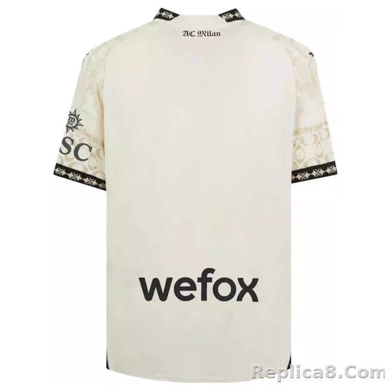 23-24 AC Milan x Pleasures Fourth Away Jersey Beige Shirt - detail