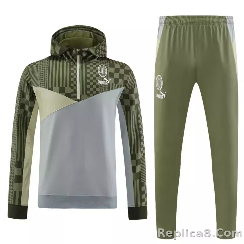 AC Milan Zipper Hoodie Sweat Kit(Top+Pants) Green 2023/24 - detail