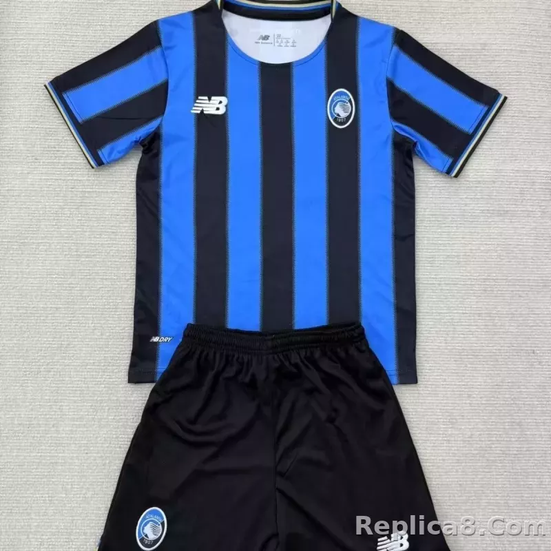25-26 Atalanta Home Soccer Kids Kit Jersey+Shorts