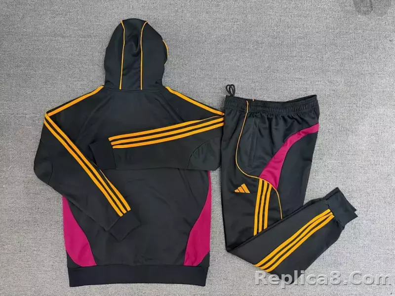 Roma Zipper Sweatshirt Kit(Top+Pants) Black 2025/26 - detail