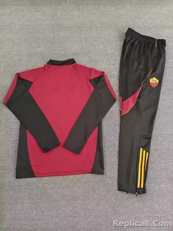 Roma Zipper Sweatshirt Half Zip Kit(Top+Pants) Black 2025/26 - detail
