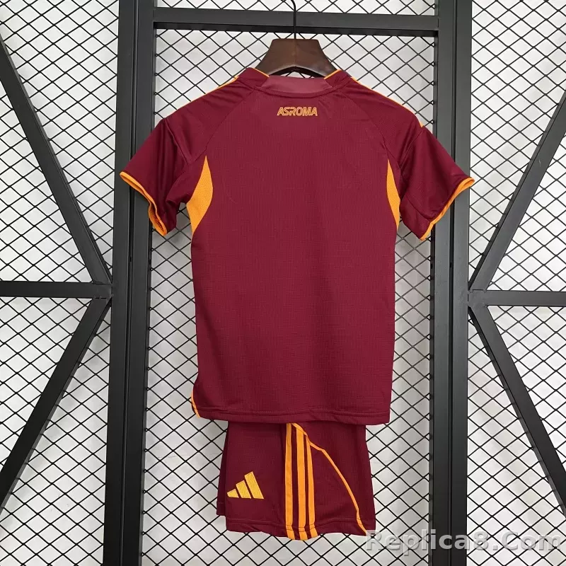 25-26 AS Roma Home Soccer Kids Kit Jersey+Shorts - detail