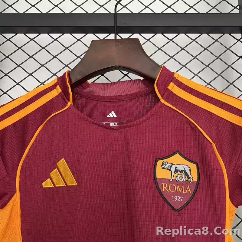 25-26 AS Roma Home Soccer Kids Kit Jersey+Shorts - detail