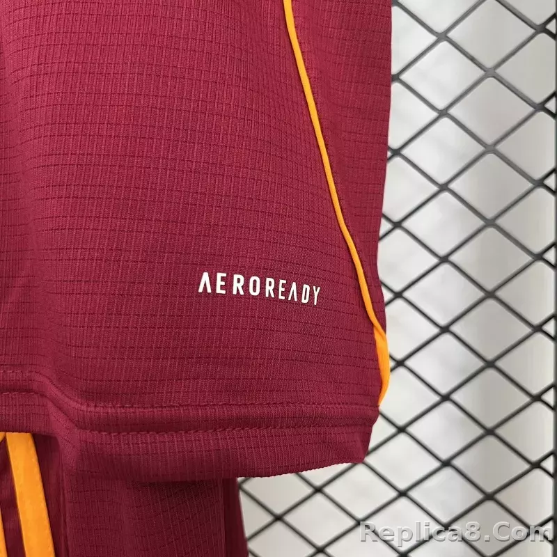 25-26 AS Roma Home Soccer Kids Kit Jersey+Shorts - detail