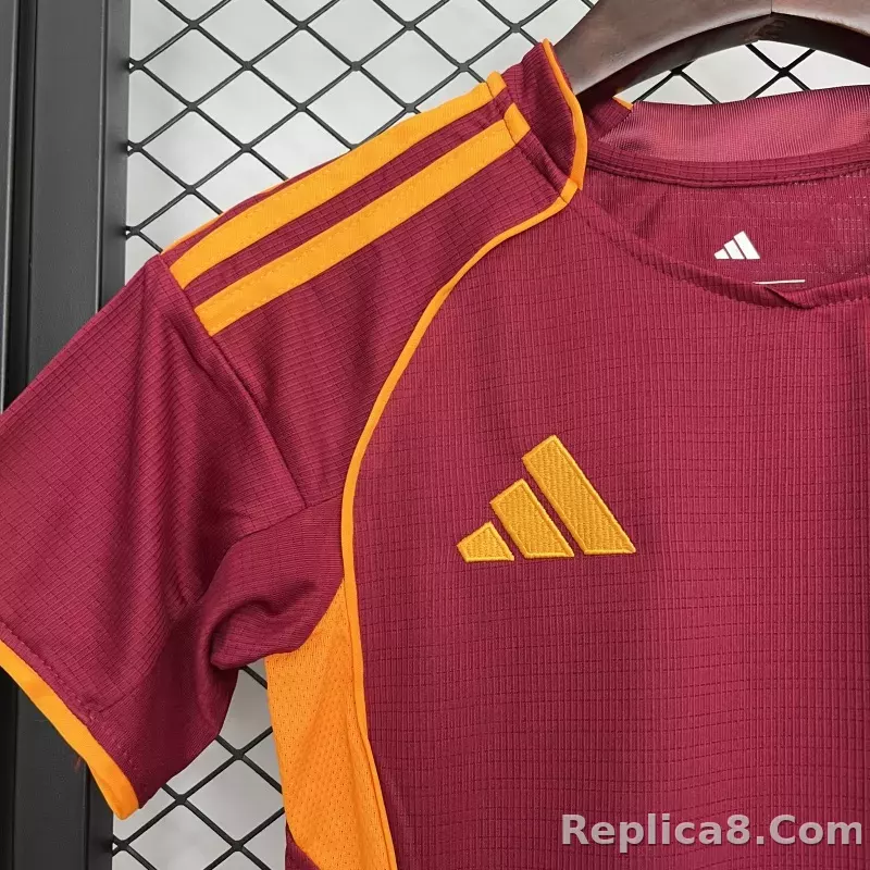 25-26 AS Roma Home Soccer Kids Kit Jersey+Shorts - detail