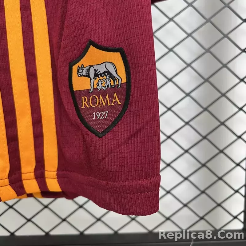 25-26 AS Roma Home Soccer Kids Kit Jersey+Shorts - detail