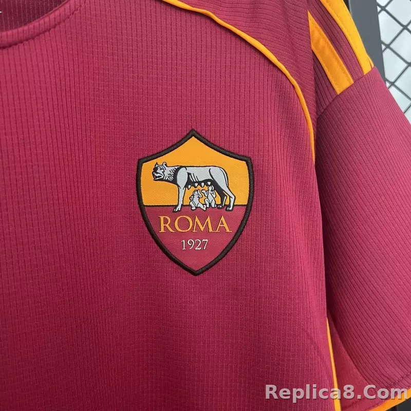 25-26 AS Roma Home Soccer Jersey - detail