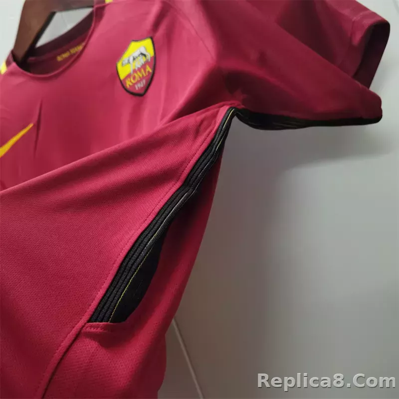 17-18 AS Roma Retro Jersey - detail