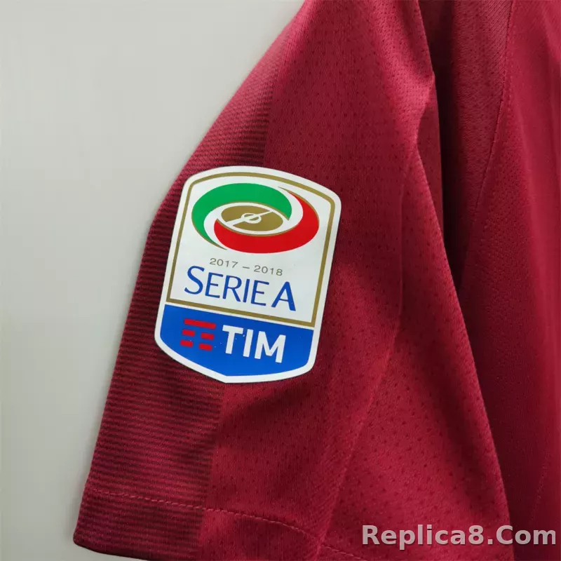 17-18 AS Roma Retro Jersey - detail
