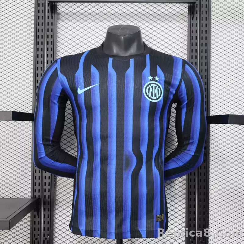 25-26 Inter Milan Home Kit Jersey Player Version Long Sleeve