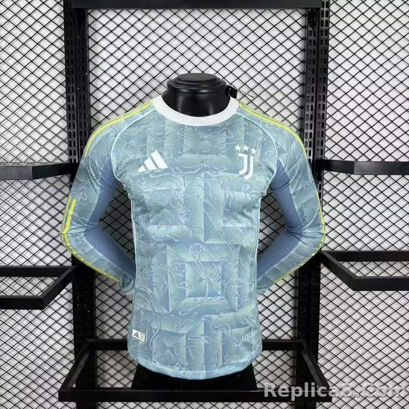 25-26 Juventus Away Soccer Jersey Player Version Long Sleeve