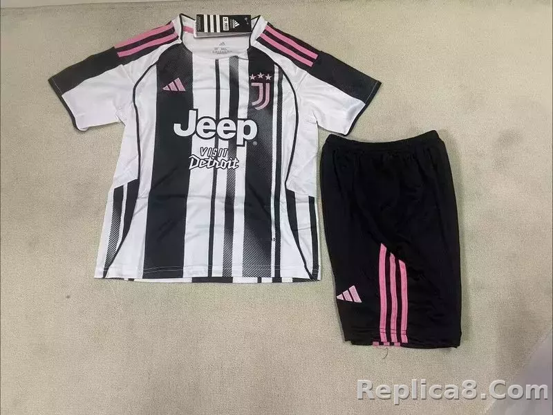 25-26 Juventus Home Soccer Kids Kit Jersey+Shorts