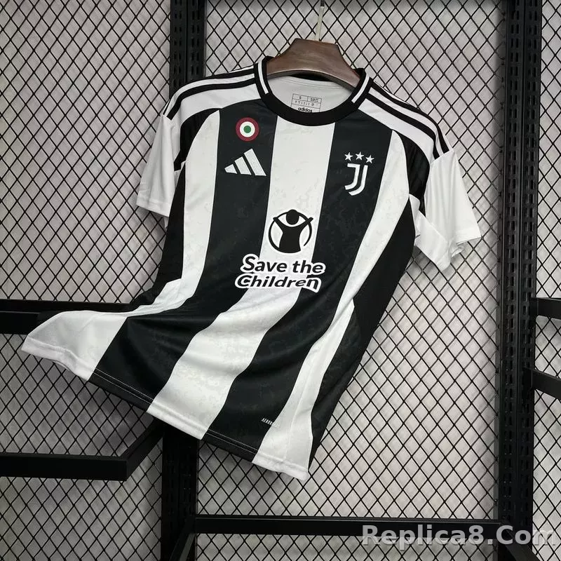 24-25 Juventus Home with Save the Children Sponsor Soccer Jersey - detail