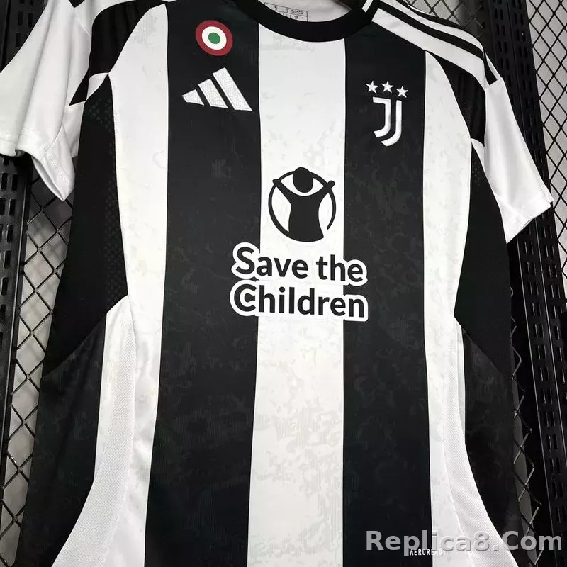 24-25 Juventus Home with Save the Children Sponsor Soccer Jersey - detail
