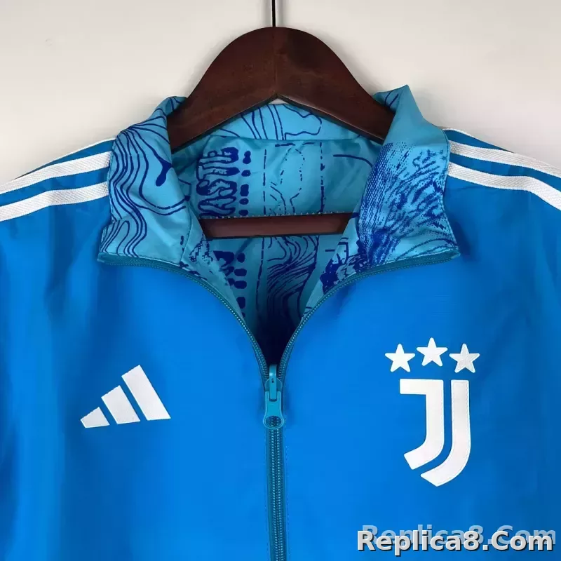 2023-2024 Juventus Reversible Windbreaker Blue Soccer Jersey 1:1 Thai Quality - detail