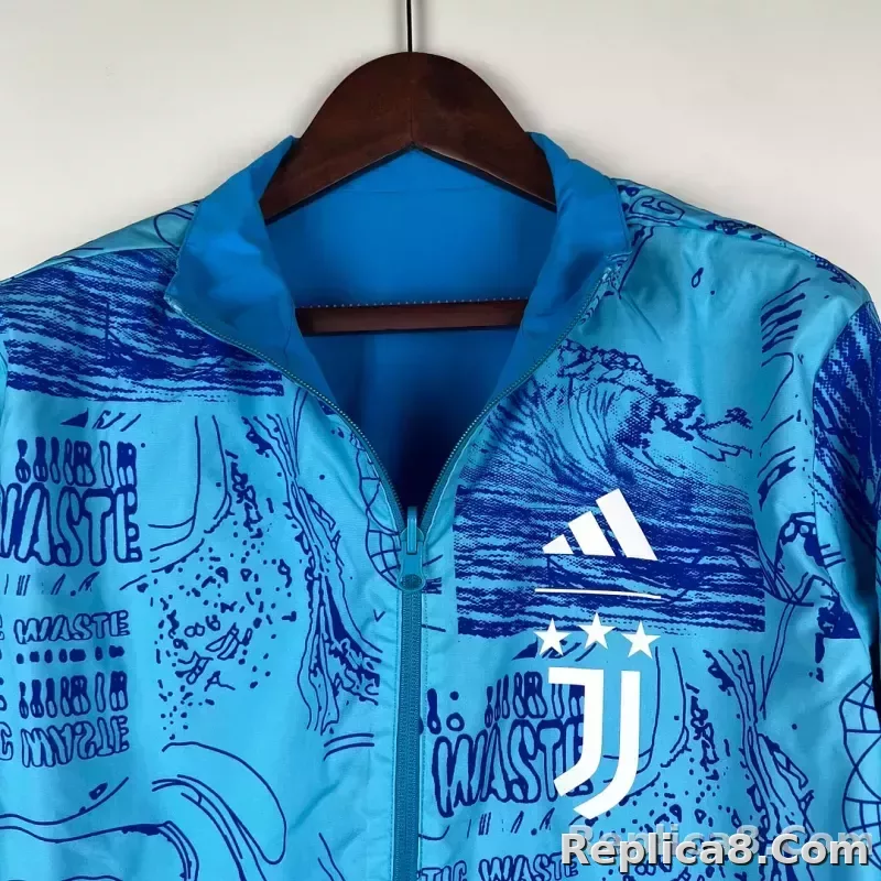 2023-2024 Juventus Reversible Windbreaker Blue Soccer Jersey 1:1 Thai Quality - detail