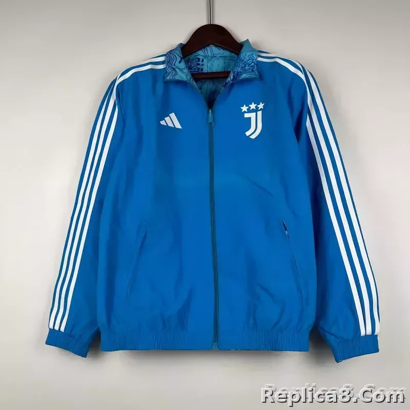 2023-2024 Juventus Reversible Windbreaker Blue Soccer Jersey 1:1 Thai Quality - detail