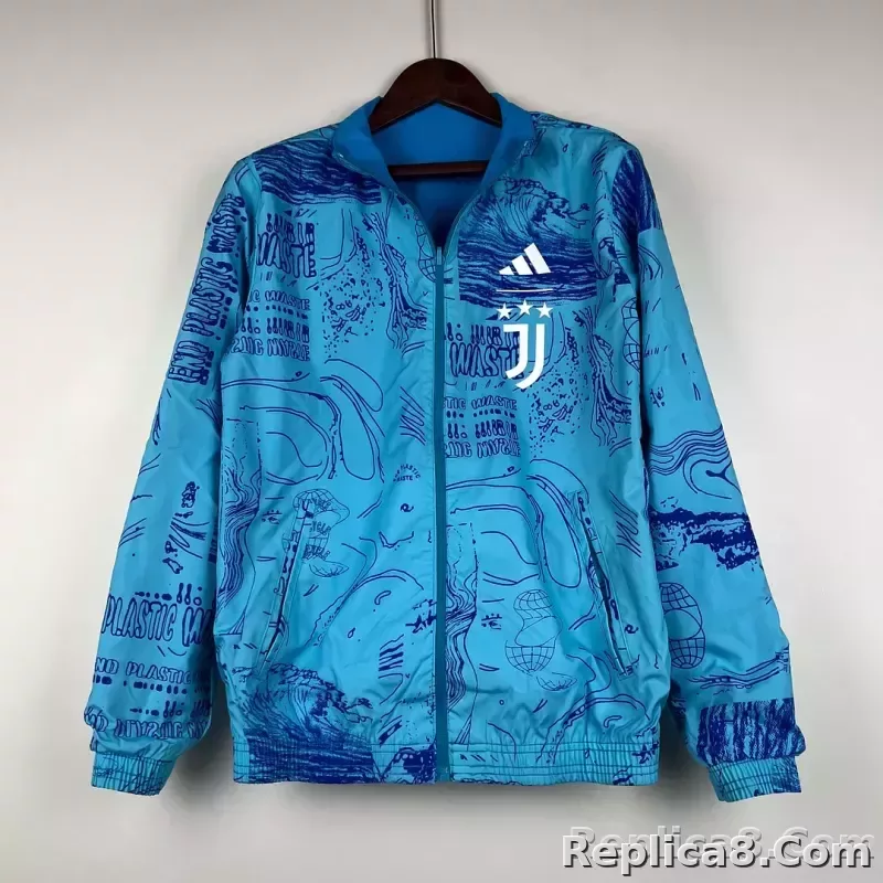 2023-2024 Juventus Reversible Windbreaker Blue Soccer Jersey 1:1 Thai Quality - detail