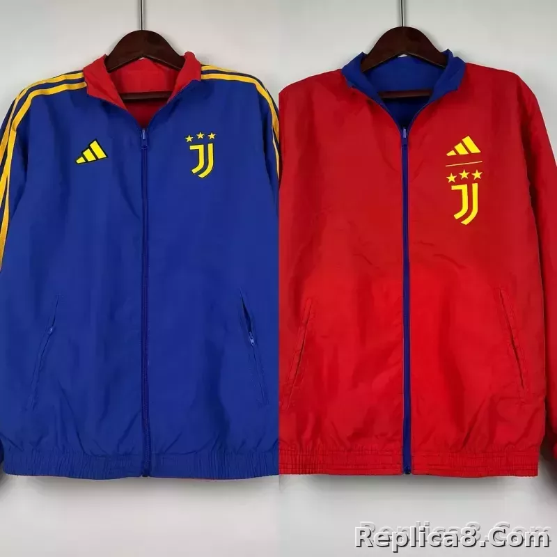 2023-2024 Juventus Reversible Windbreaker（Blue-red）Soccer Jersey 1:1 Thai Quality