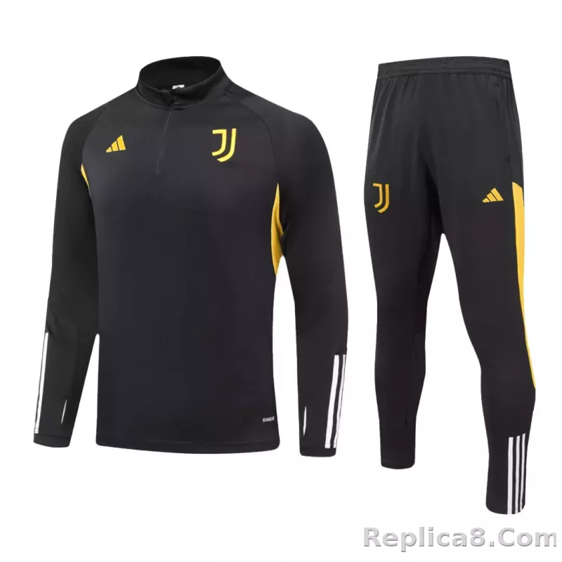 Kids Juventus Zipper Sweatshirt Kit(Top+Pants) Black 2023/24 - detail