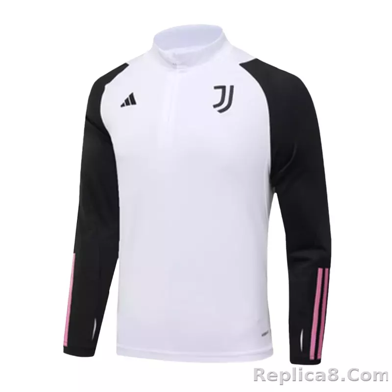 Kids Juventus Zipper Sweatshirt Kit(Top+Pants) White 2023/24 - detail