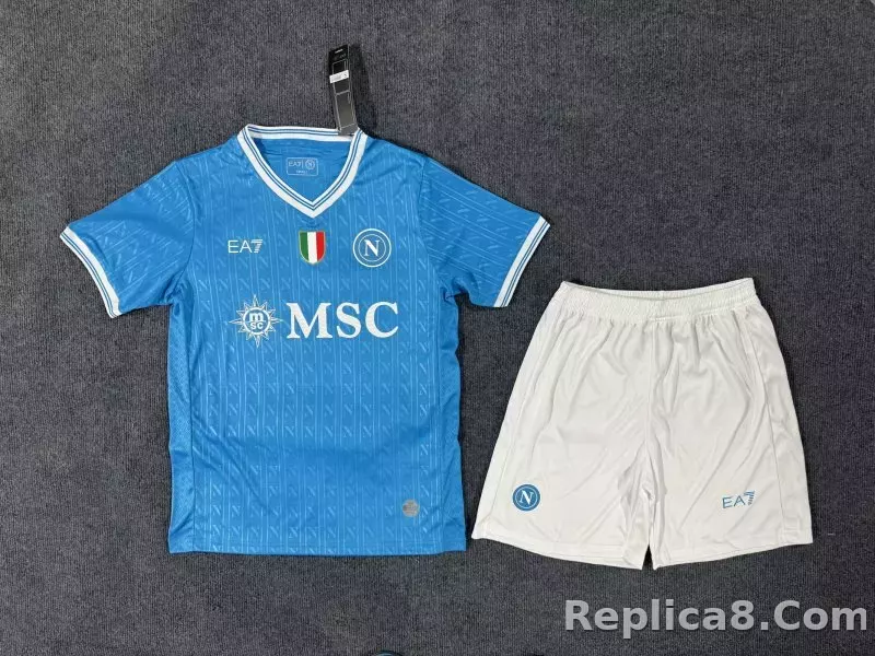 25-26 Napoli Home Soccer Kids Kit Jersey+Shorts