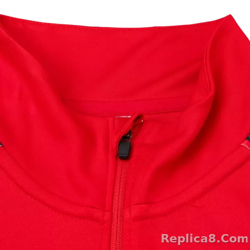 Kids Napoli Zipper Sweatshirt Kit(Top+Pants) Red 2023/24 - detail