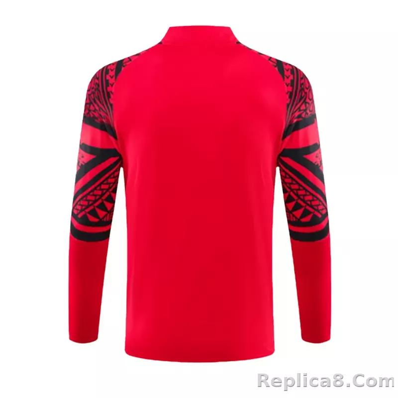 Kids Napoli Zipper Sweatshirt Kit(Top+Pants) Red 2023/24 - detail