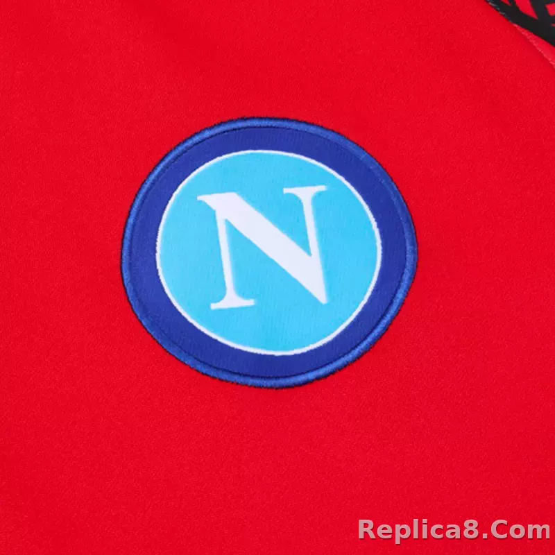 Kids Napoli Zipper Sweatshirt Kit(Top+Pants) Red 2023/24 - detail