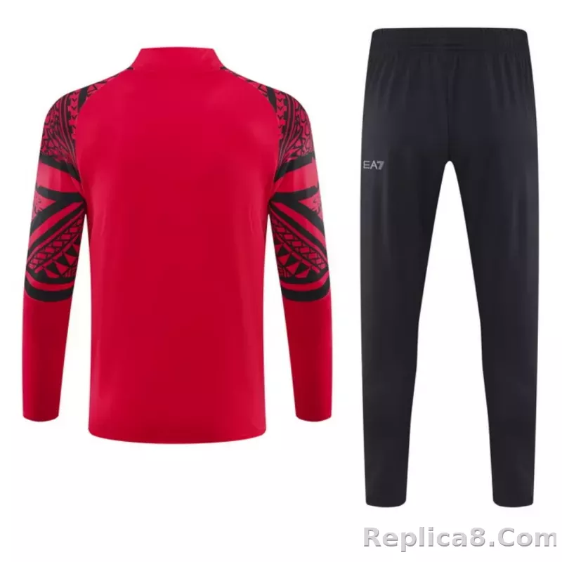Napoli Zipper Sweatshirt Kit(Top+Pants) Red 2023/24 - detail