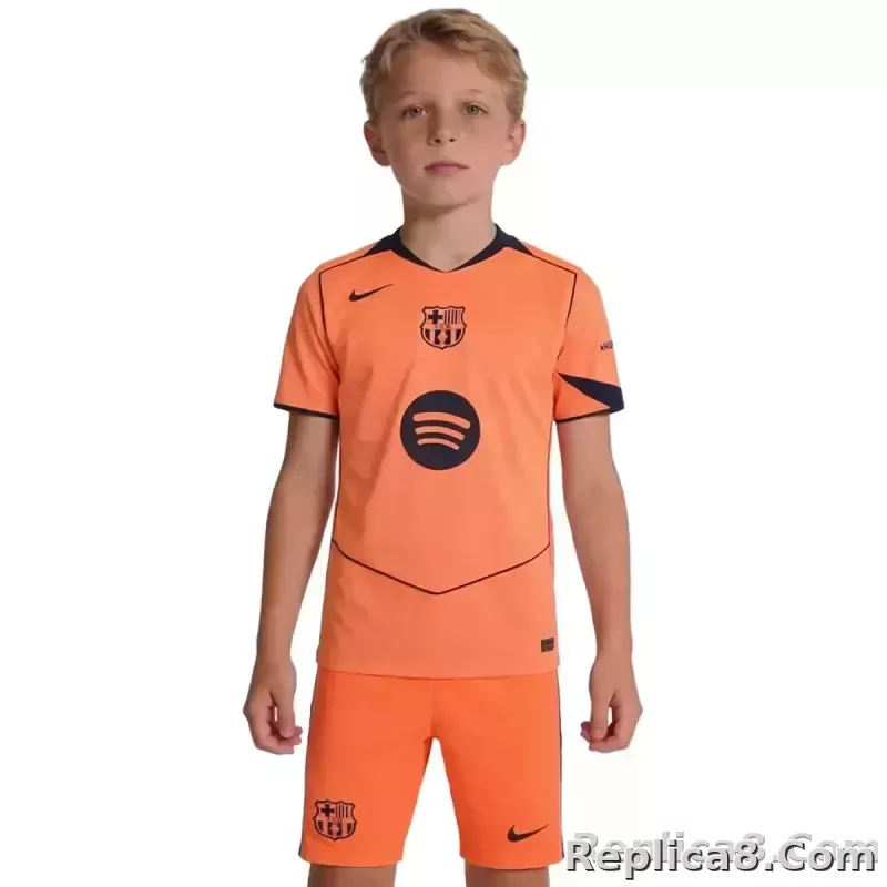 25-26 Barcelona Third Away Soccer Kids Kit Jersey+Shorts - detail