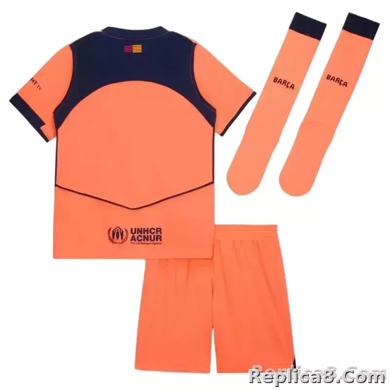 25-26 Barcelona Third Away Soccer Full Kids Kit Jersey+Shorts+Socks - detail