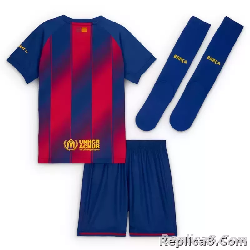 25-26 Barcelona Red Blue Home Soccer Full Kids Kit Jersey+Shorts+Socks - detail