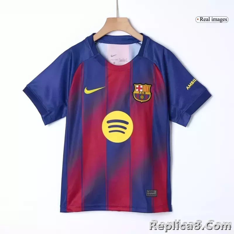 25-26 Barcelona Red Blue Home Soccer Full Kids Kit Jersey+Shorts+Socks - detail