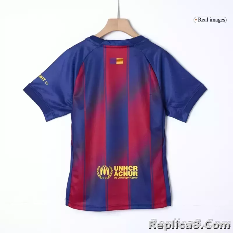 25-26 Barcelona Red Blue Home Soccer Full Kids Kit Jersey+Shorts+Socks - detail