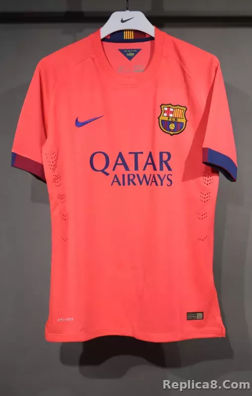 14-15 Barcelona Away Retro Jersey Player Version Pink