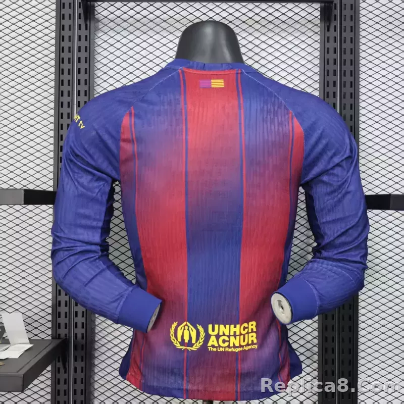 25-26 Barcelona Red Blue Home Soccer Jersey Long Sleeve - detail