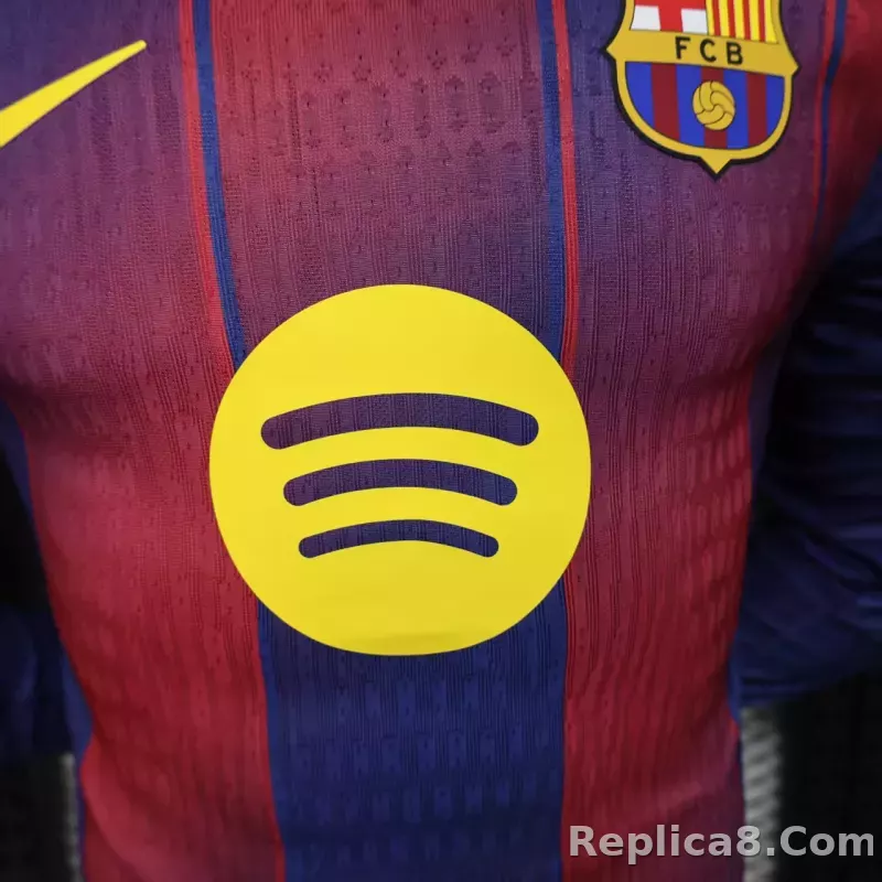 25-26 Barcelona Red Blue Home Soccer Jersey Long Sleeve - detail