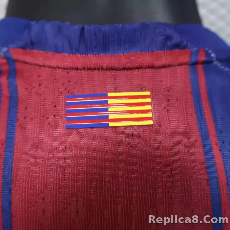 25-26 Barcelona Red Blue Home Soccer Jersey Long Sleeve - detail