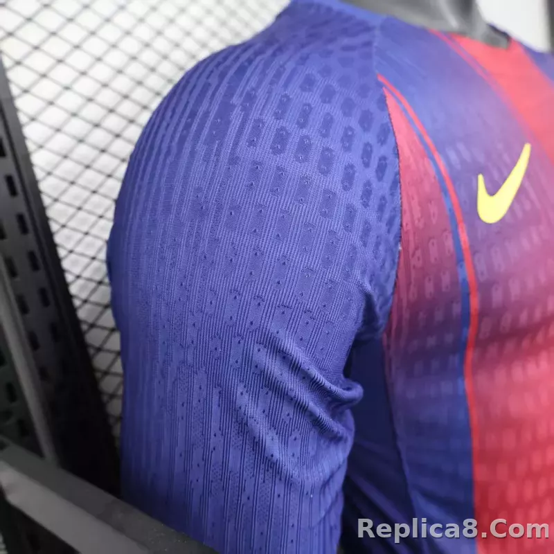 25-26 Barcelona Red Blue Home Soccer Jersey Long Sleeve - detail