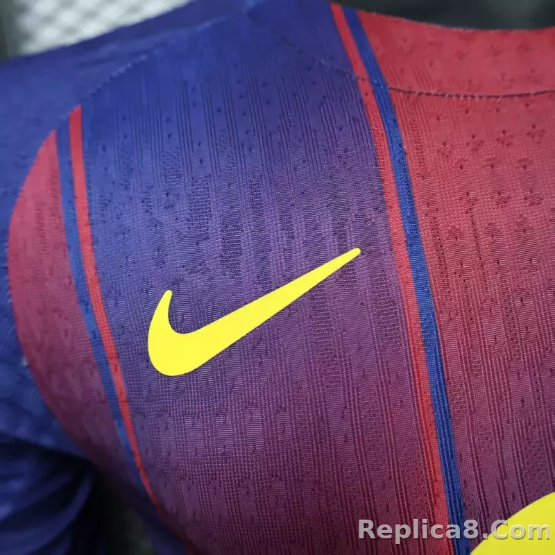 25-26 Barcelona Red Blue Home Soccer Jersey Long Sleeve - detail