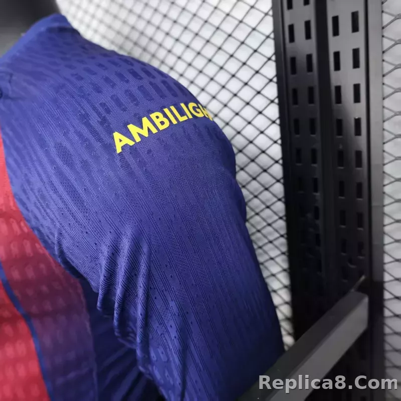 25-26 Barcelona Red Blue Home Soccer Jersey Long Sleeve - detail