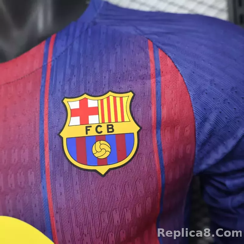 25-26 Barcelona Red Blue Home Soccer Jersey Long Sleeve - detail