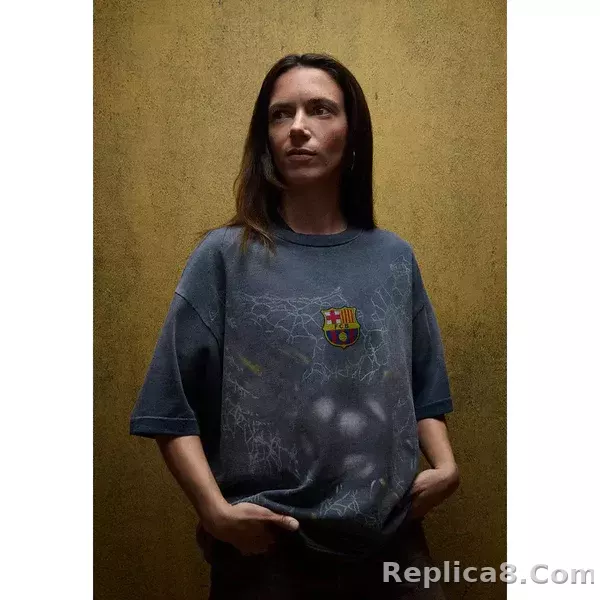 Travis Scott x FC Barcelona Washed Spray Logo T-Shirt 'Black' - detail