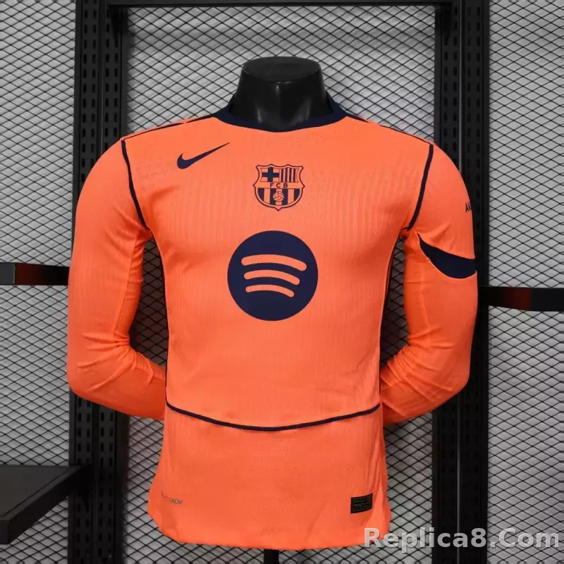 25-26 Barcelona Third Away Player Version Soccer Jersey Long Sleeve