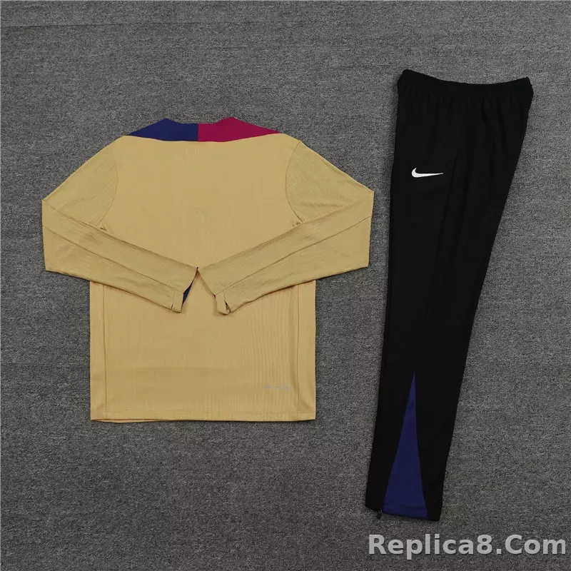 24-25 Barcelona Long Sleeve Gold Training Suit Football Shirts - detail